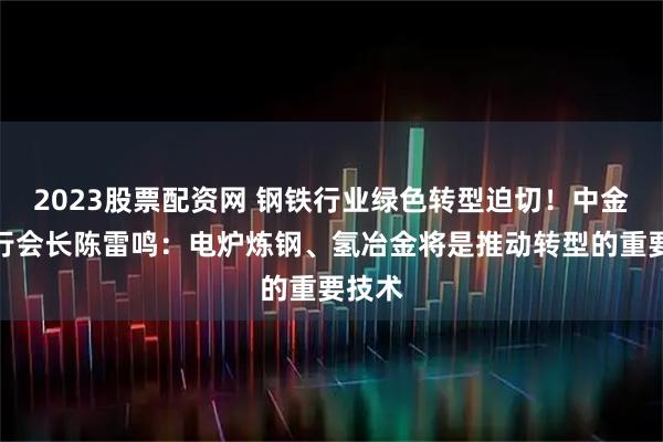 2023股票配资网 钢铁行业绿色转型迫切！中金协执行会长陈雷鸣：电炉炼钢、氢冶金将是推动转型的重要技术