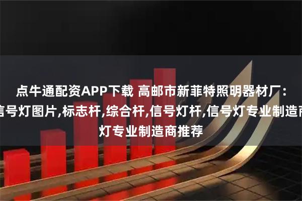 点牛通配资APP下载 高邮市新菲特照明器材厂：交通信号灯图片,标志杆,综合杆,信号灯杆,信号灯专业制造商推荐