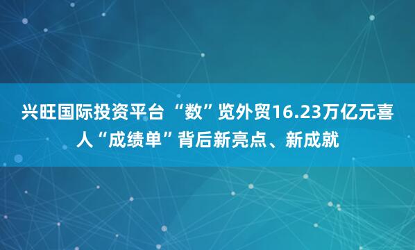 兴旺国际投资平台 “数”览外贸16.23万亿元喜人“成绩单”背后新亮点、新成就