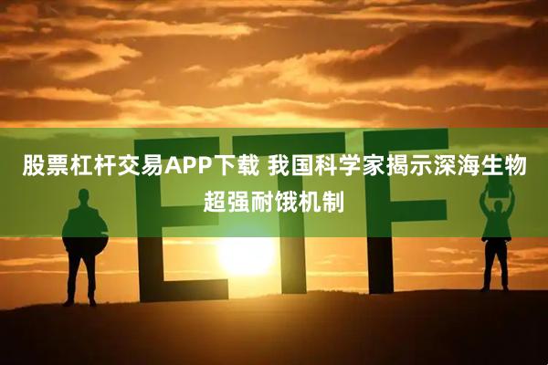 股票杠杆交易APP下载 我国科学家揭示深海生物超强耐饿机制